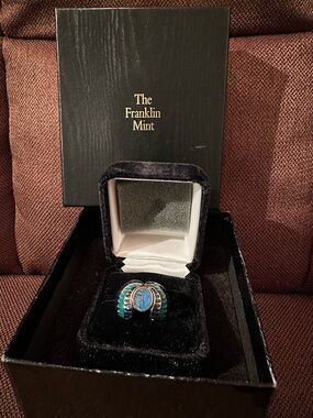 The Franklin Mint Blue and Teal Scarab Ring